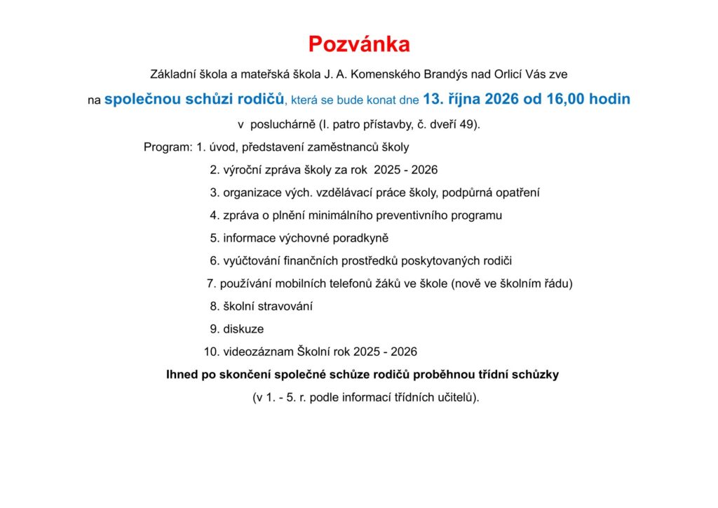 Společná schůze rodičů